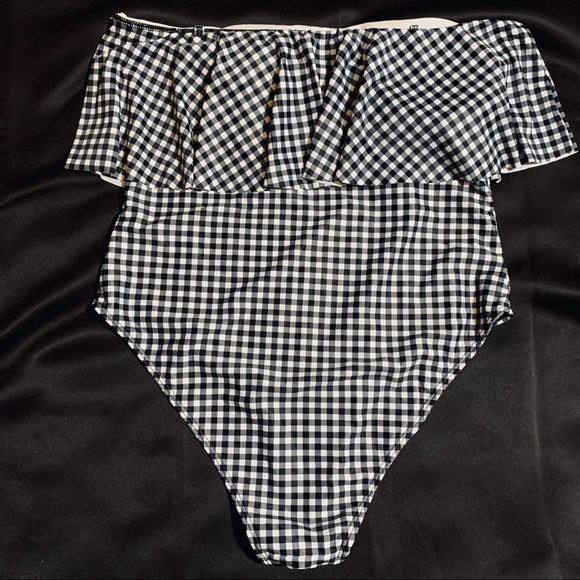 Plaid, off shoulder one piece swimsuit size 1X - K - Picture 2 of 4
